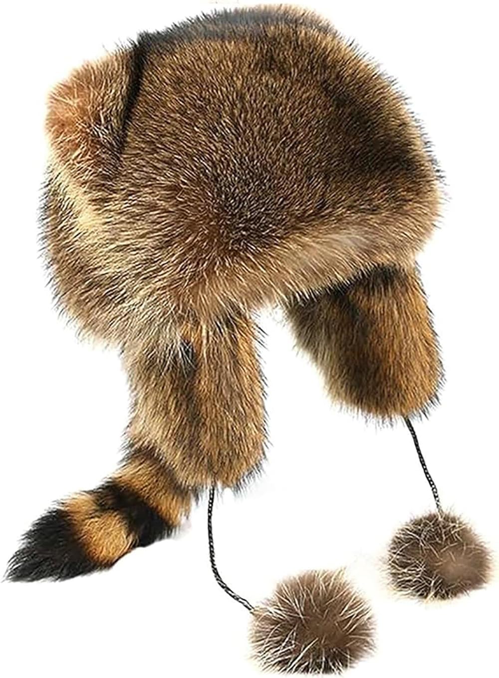 Raccoon Tail Parent-Child Plush Hat Faux Fur Animall Hat Winter Earflap Russian Cap Warm Beanie Cap for Adult Kid