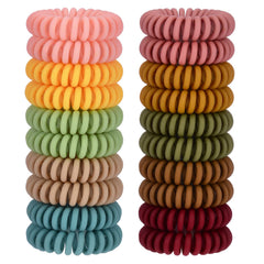 JessLab Spiral Hair Ties, 20 Pcs Traceless Phone Cord Hair Ties No Crease Spiral Bracelet Plastic Coil Ponytail Holders No-Damage Headband Hair Accessory for Girls Women Ladies Gift (Fabric Covered)