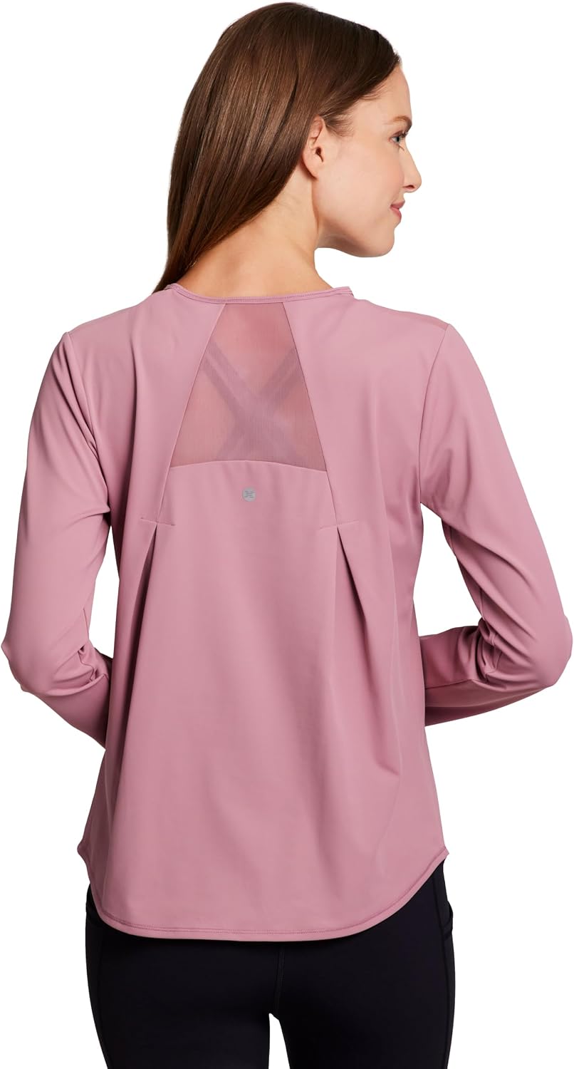 RBX Active Women's Long Sleeve Ventilated Mesh Lightweight Running Workout Crewneck T-Shirt