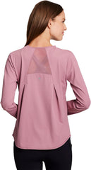 RBX Active Women's Long Sleeve Ventilated Mesh Lightweight Running Workout Crewneck T-Shirt