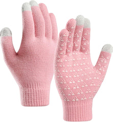 Winter Gloves Women, Knit Touch Screen Thermal Full Fingers Gloves Winter for Exercise Hiking Driving Running