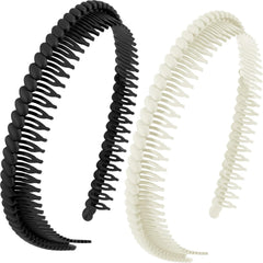 2 Pcs Headband with Teeth, Comfortable Headbands for Women with Teeth, Fashion Comb Headband, Plastic Head Bands for Women's Hair Non Slip (4.3''×0.7'')