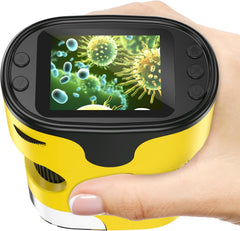 1000X Handheld Microscope for Kids 4K 2.0" Screen Rechargeable Mini Pocket Digital Microscopes w/Slides Kit Portable Edu Gift Age 4-6 8-12 Children Students (White)
