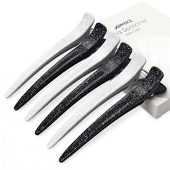 AIMIKE Extended Sectioning Hair Clips w/Built-in Silicone Band, 4.8" No-Crease Non-Slip Hair Styling Clips for Thick, Long Hair – Blow Drying,Hair Rollers, Rust-Free –6 Pack, Black Duckbill Clips