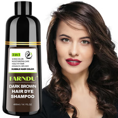FARNDU Light Brown Hair Dye Shampoo 3 in 1 with Argan Oil – 10-15 Min Gray Coverage, Natural Instant Hair Color Shampoo for Women and Men, Long-Lasting Up to 6 Months