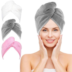 NEXCOVER Hair Towel Microfiber, 2 Pack White 9.8 inch X 25.5 inch Hair Wrap,Ultra Absorbent Hair Turbans,Fast Drying Head Towels for Women Wet Hair,Long,Curly,Thick,Frizzy Hair