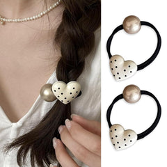 French Pearl Scrunchies - Elegant Elastic Hair Ties and Accessories for Women's Thick Hair, High Ponytails and Girls