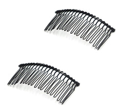 2 Pcs Wedding Veil Hair Side Comb Metal Black Twist Wire Curved Classic French Styling 20 Teeth Hair Pin Clamp for Fine Hair Women Girl DIY Bridal Hair Accessories (Silver)