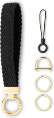 Keychain Wristlet, Stretchy Key Chain for Car Keys with 2 Keyrings and D ring, Cute Wrist Lanyard for Women Men