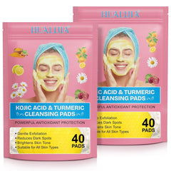 Turmeric Kojic Acid Cleansing Pads, 40 Count Turmeric and Kojic Acid Pads, Mild and Non-irritating, Suit for All Skin Types