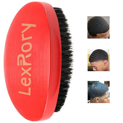 360 Curved Wave Brush For Men - Medium Hard Palm Wave Hair Brushes - Made with Beech Mix Nature Boar Bristle Brush For Black Hair (Black)