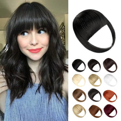 Bangs Hair Clip in Bangs, Fake Bangs Natrual Clip in Hair Extensions, Easy to Use Faux Bangs Clip on Bangs, French Bangs Fringe with Temples Hairpieces Curved Bangs for Daily Wear
