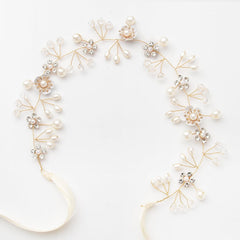 Flower Girl Headband, Princess Crystal Headpiece,Flower Girl Hair Accessories, Rhinestone Pearl Headband, Suitable for Girls and Bride Wedding （Silver）