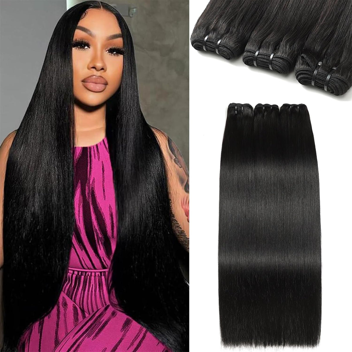 12A 16 18 20 Inch 3 Straight Bundles Human Hair