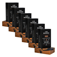 Live Bearded All-Natural Bar Soap for Men, 3-Pack of 5 oz - Made in the USA - Exfoliates and Moisturizes - Charcoal, Pumice, Shea Butter | Forge Scent - Hinoki Cypress, Clove, Amber