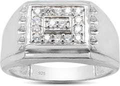 SAVEARTH DIAMONDS 1/3 ct. t.w Round Cut Lab Created Moissanite Diamond Cluster Nugget Men's Wedding Band Ring for Men In 14K Gold Over Sterling Silver (VVS1 Clarity, 0.33 Cttw)