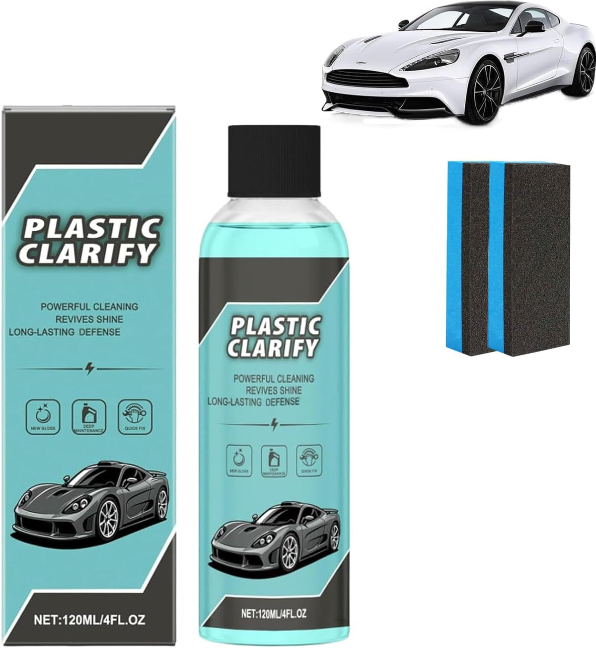 Plastic Clarify for Cars, Plastic Clarify, Plastic Glarify for Cars Spray, Waterless Spray Wax, Detailer For Car Interiors & Exteriors,for Cars (1pcs)