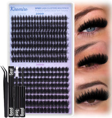 Kiromiro Lash Clusters Kit Manga Cluster Eyelash Extensions 10-16mm Fairy Lash Extension Kit with Bond and Seal 120pcs DIY Wispy Eyelash Clusters Kit