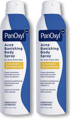 PanOxyl Acne Banishing Body Spray with 2% Salicylic Acid, Pimple Treatment Spray to Clear Stubborn Breakouts, 360-Degree Spray Nozzle, Skin-Brightening Niacinamide, Vitamin C, Witch Hazel, Aloe, 6 Oz