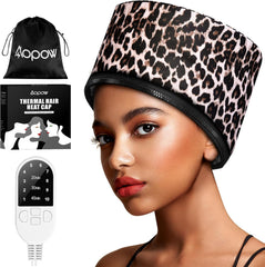 Heated Electric Thermal Steamer Cap for Natural Black Afro Hair - Hot Spa Treatment Hat with Temperature Control for Deep Conditioning at Home - Black