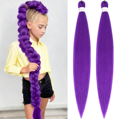 Alicoco 32 Inch Purple Hair Extensions for Braids Purple Braiding Hair Pre stretched Long Prestretched braid (32 Inch, 2 Packs)