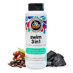 SoCozy Swim Leave In Conditioner Spray & Treatment for Kids Hair (8 Fl Oz) Protects & Repairs Pool, Sun & Salt Damaged Hair, Gentle Formula with Activated Charcoal, Vitamin B5 & Sunflower Seed Extract