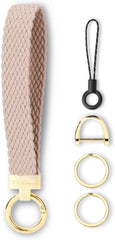 Keychain Wristlet, Stretchy Key Chain for Car Keys with 2 Keyrings and D ring, Cute Wrist Lanyard for Women Men