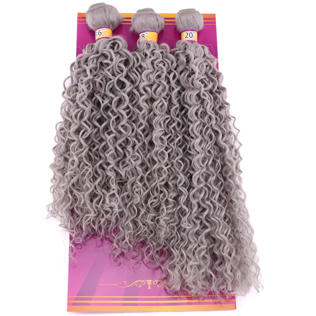 Kinky Curly Hair Bundles 16 18 20 Inches 3 Pieces One Pack Quick Weave Hair Bundles Soft Curly Synthetic Hair Extensions for Women(Color 2)