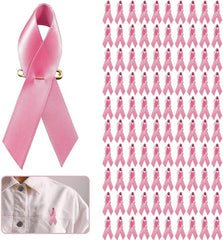 100 PCS Breast Cancer Awareness Pink Ribbon Pin Breast Cancer Gifts for Women Girls Charity Social & Public Event Public Welfare Party Supplies Memorials Activity