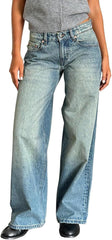 Low Rise Jeans for Women 2025 Casual Wide Leg High Waist Baggy Denim Pants Vintage 90s Jeans Y2K Streetwear