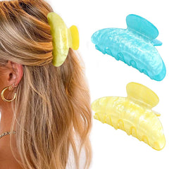 Acrylic Claw Clips Pink Medium Hair Claw Cute Hair Clips Hair Accessories for Women and Girls (2 PCS) (Pink+White)