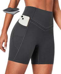 IUGA Tummy Control Biker Shorts Women with Pockets Workout Gym Shorts High Waisted Yoga Running Compression Shorts Spandex