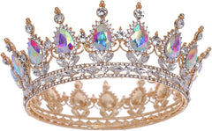 FORSEVEN Queen Crown Rhinestone Wedding Crowns and Tiaras for Women Costume Party Hair Accessories Princess Birthday Crown Crystal Bridal Crown Halloween Decorations Headband