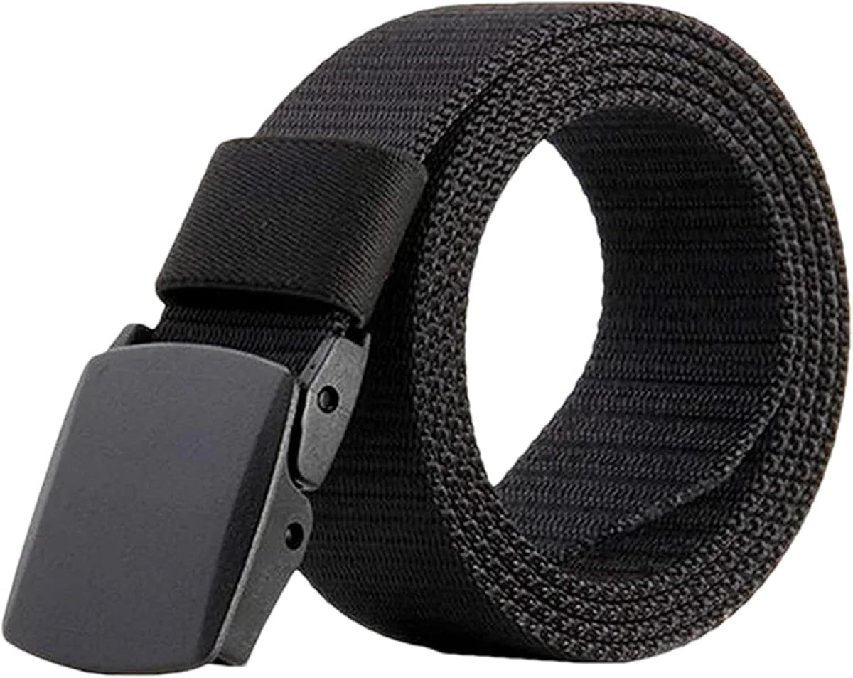 Unisex Automatic Buckle Nylon Belt No-Hole Invisible Elastic Canvas Waistband For Golf Casual Jeans Work