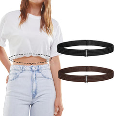 2 Pack Crop Shirt Tuck Band for Women,Adjustable Elastic Tucky Waist Belt for Tucking Sweater Top