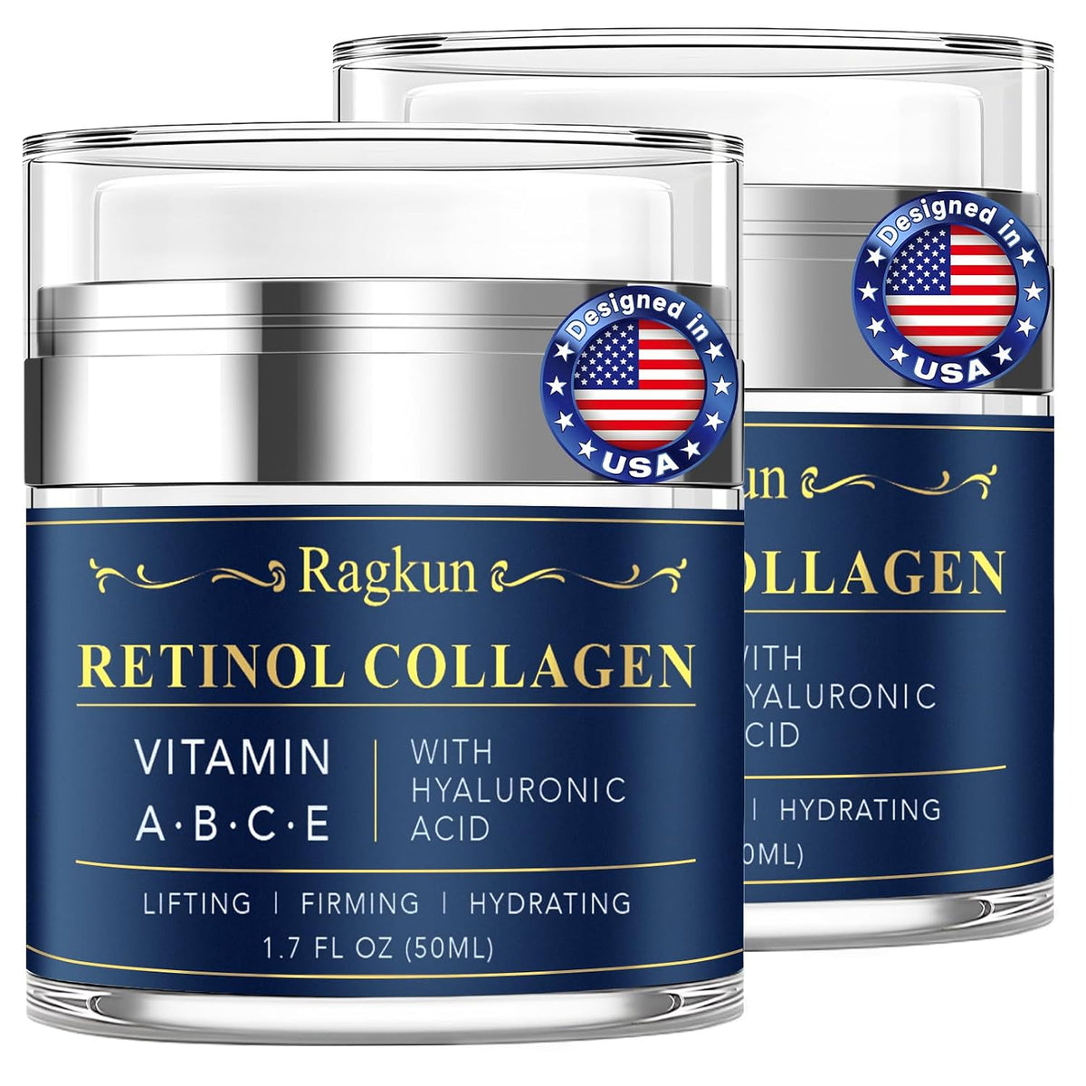Retinol Cream for Face, Collagen Neck Creams for Tightening and Firming, Anti Aging Day & Night Facial Moisturizer for Women & Men, Instant Face Lift Wrinkle Cream 3.4 fl. oz.