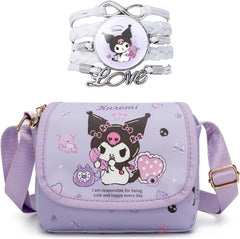 Cute Crossbody Bag with Shoulder Strap and Bracelet Charm, Handbag with Buckle, Shoulder Bag with Zipper for Women Girls