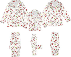 Christmas Family Matching 𝙋𝙖𝙟𝙖𝙢as Santa Claus Long Sleeve Button Down 𝙋𝙟 Set Xmas Festival 𝙎𝙡𝙚𝙚𝙥wear with Pocket