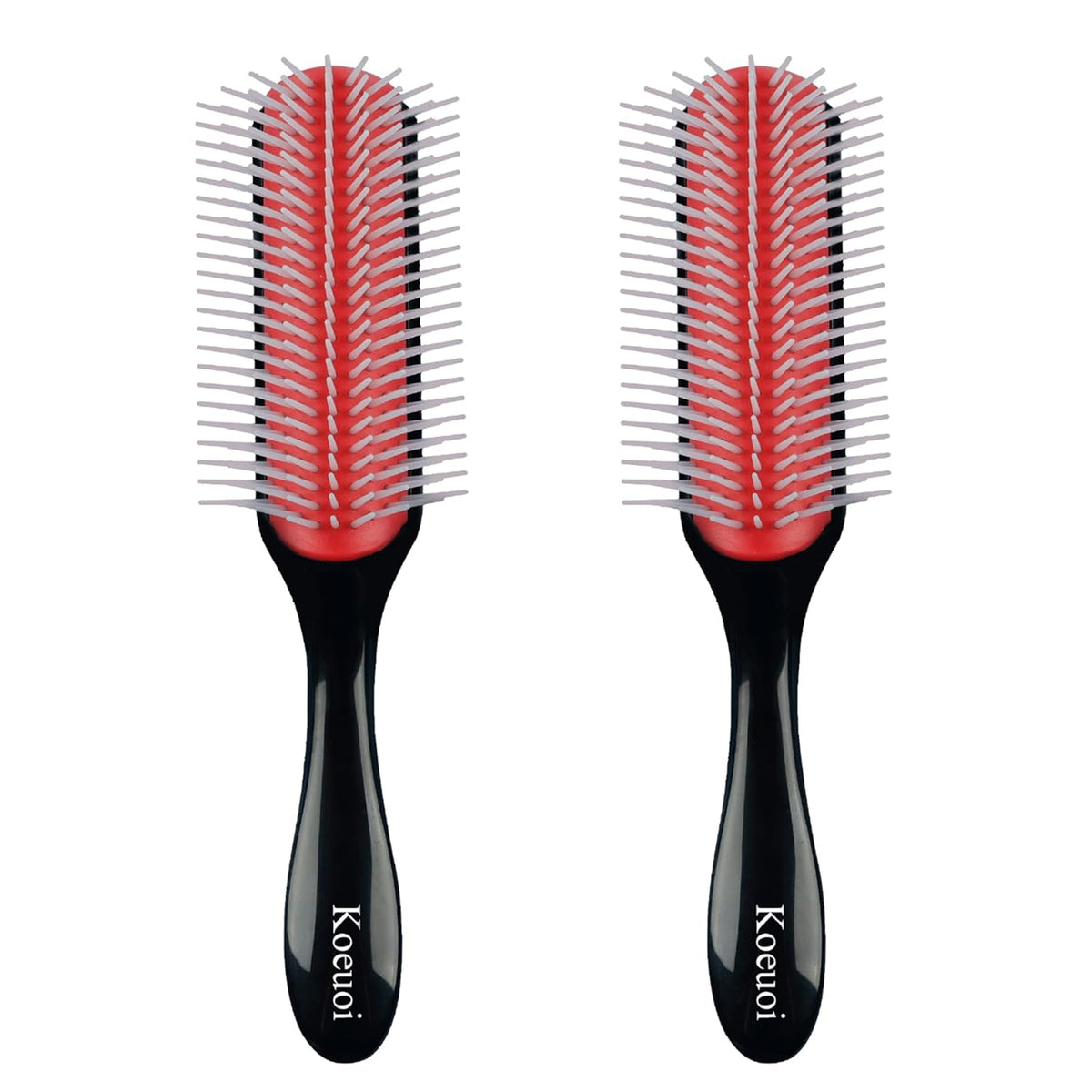 Classic Styling Curly Hair Brush. 9 Row Black Brush for Detangling, Separating, Shaping. For Women and Men Wet or Dry Hair.