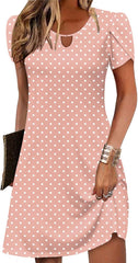 Zeagoo Women's Casual A-Line Dresses with Pockets Summer Floral Tshirt Dress Short Sleeve Mini Dress Flowy Sundresses