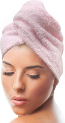 KEEPOZ 100% Cotton Hair Towel Wrap Quick Dry Super Absorbent Turban Head Wrap for Women with Button, Anti Frizz, Hair Cap for Curly, Long & Thick Hair (White, 1 Pc)