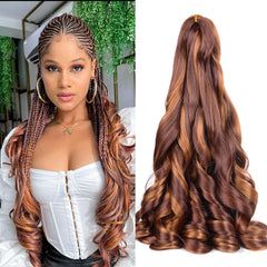 French Curly Braiding Hair 24Inch Loose Wavy 8 Packs #1B Black Bouncy Braiding Hair Extensions 75g/Pack Synthetic French Curl Crochet Hair Extensions（8packs,24Inch)