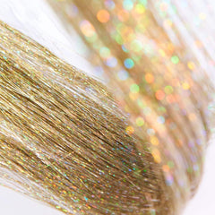 DANSEE 48' Hair Tinsel - 750 Strands Kit Sparkling Silk Fairy Hair Flairs Extensions, Party Highlights, Gold