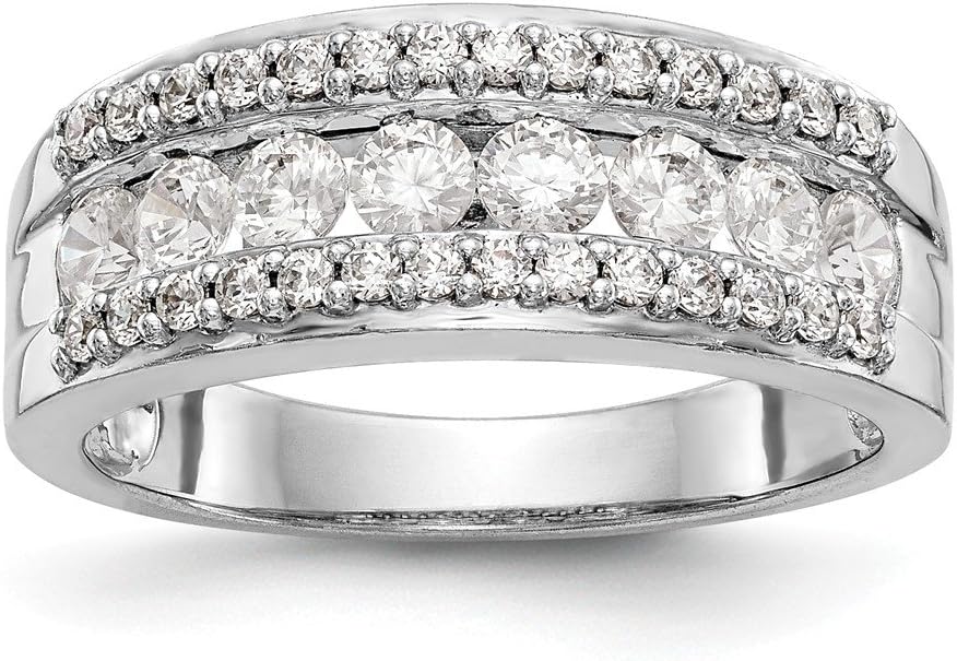 Solid 14K White Gold Diamond Wedding Band Ring (.896 cttw.)