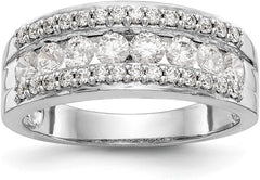 Solid 14K White Gold Diamond Wedding Band Ring (.896 cttw.)