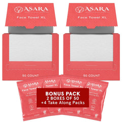 Asara Disposable Face Towel XL Facial Wipes | Organic Vegan Biodegradable | Just Add Water for Makeup Removal | Sensitive Skin - Clean Daily Towelettes (50 Count)