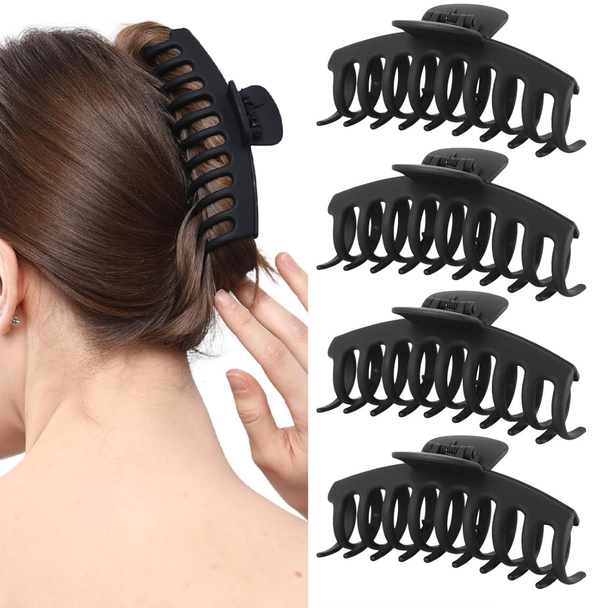 5 Inche Extra Large Claw Clips Hair Clips for Thick Hair and Long Hair, 4 Pack Xl Jumbo Claw clips, Oversized Matte Non-slip Hair Clips for Women, Big Strong Hold Jaw Clip Valentines Day Gifts