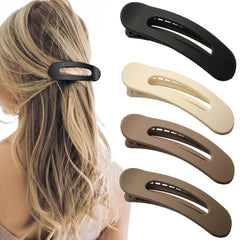 4 PCS Flat Claw Clips, Large Lay Flat Hair Clips for Women Girls, Strong Hold Non-slip Hair Claws for Thick Thin Hair (Matte 3)
