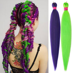 Purple Braiding Hair Pre Stretched 2 Packs Box Braids Hair Extensions 26 Inches Synthetic Pre Stretched Braiding Hair