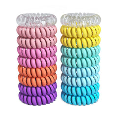 Hair Ties, 17 Pack Spiral Coils for Thick and Thin Hair - No Crease Ponytail Holders for Women and Children